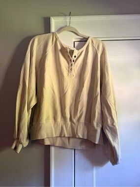 Peach Love California Cream Henley Pullover Sweatshirt
